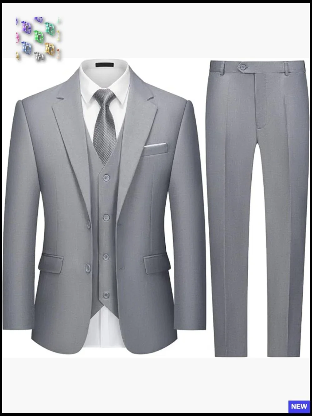 Slim Fit Three Piece Suit Set Elegant Classic Tuxedo for Wedding Business